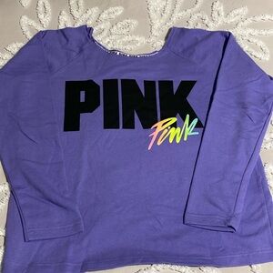 PINK Off-the-Shoulder Lightweight Sweatshirt